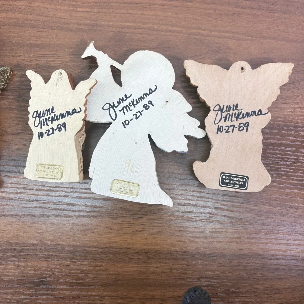 JUNE MCKENNA Vintage 1988-1992 Resin Figurine Christmas Angels Lot of 4